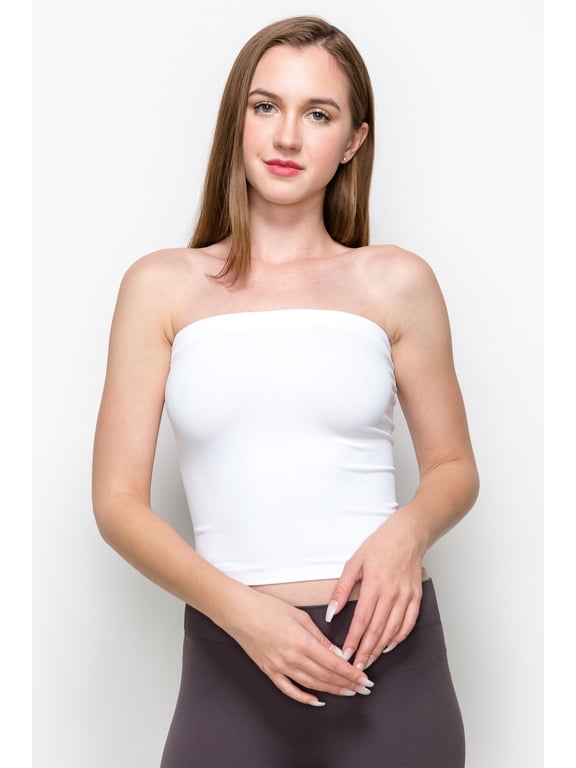 Kurve by Idea Seamless Medium Length Bandeau Strapless Tube Top Bra, Made in USA