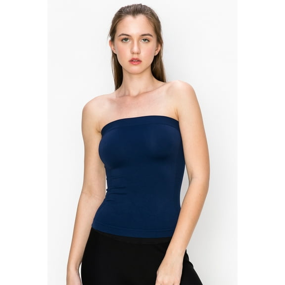 Kurve by Idea Seamless women's Seamless Stretch Side Ribbing Medium Length Tube Top, UV Protective Fabric, UPF 50 , Made in USA
