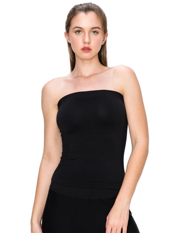 by Idea Seamless women's Seamless Stretch Side Ribbing Medium Length Tube Top, UV Protective Fabric, UPF 50+, Made in USA