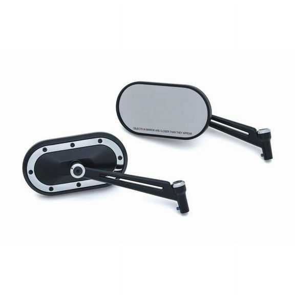 Kuryakyn 1766 Motorcycle Handlebar Accessory: Heavy Industry Rear View Side Mirrors, Satin Black with Chrome Accents, 1 Pair