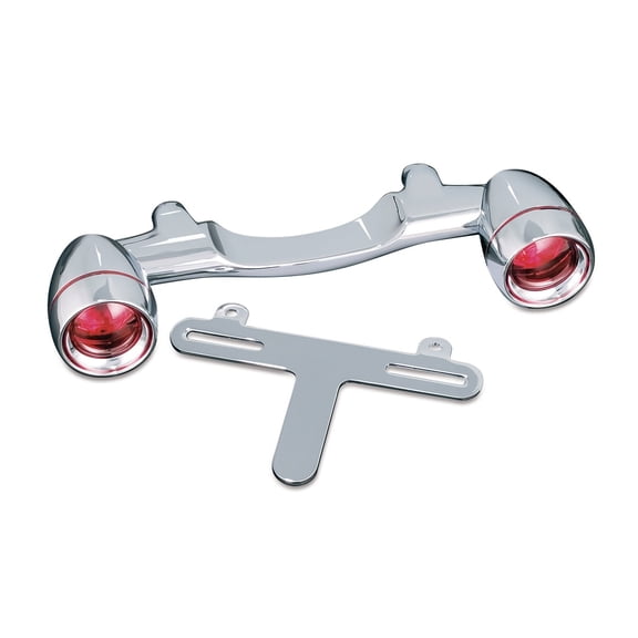 Kuryakyn 2098 Motorcycle Lighting: Rear Position Bullet Style Turn Signal/Blinker Light Bar with Red Lenses and Flat License Plate Support for 1986-2019 Harley-Davidson Motorcycles, Chrome