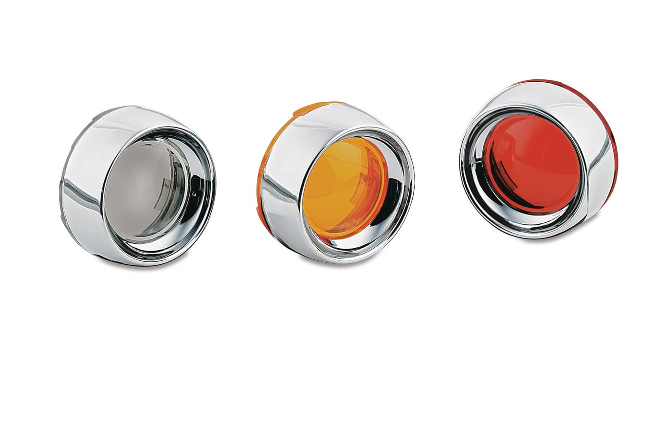 Kuryakyn 2109 Motorcycle Lighting Accessory: Deep Dish Bezel for 2000-19 Harley-Davidson Motorcycles with Bullet Turn Signal/Blinker Lights, Red Lens, Chrome, 1 Pair