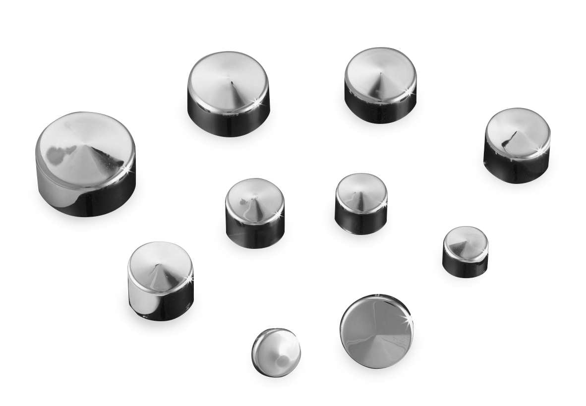 Kuryakyn 2440 Motorcycle Accessory: Kool Kaps Engine Bolt Head Covers/Topper Caps for 1/4" Socket Head Bolt (Uses 3/16" Allen Wrench), Chrome, Pack of 10
