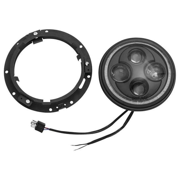 Kuryakyn 2460 Motorcycle Lighting: Orbit Prism 7" LED Headlamp Headlight with White Light Halo Ring for Harley-Davidson, Indian, Yamaha Motorcycles