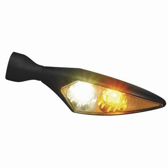 Kuryakyn 2541 Motorcycle Lighting Accessory: Kellermann Micro Rhombus PL, LED Running/Turn Signal/Blinker Light, White/Amber, Front Right, Satin Black, Pack of 1