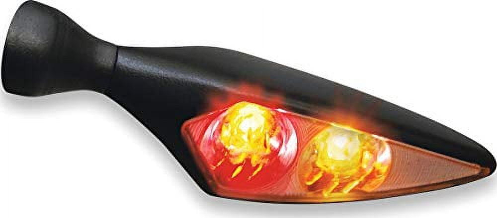 Kuryakyn 2545 Motorcycle Lighting Accessory: Kellermann Micro Rhombus DF, LED Running/Turn Signal/Blinker/Brake Light, Red/Red/Amber, Rear Left, Satin Black, Pack of 1
