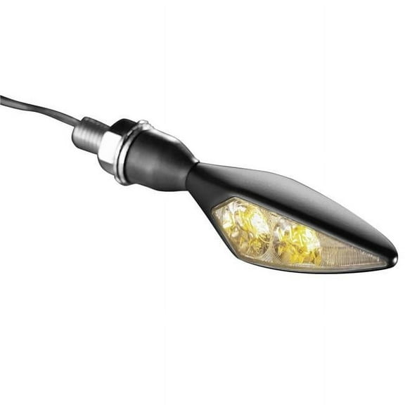 Kuryakyn 2550 Motorcycle Lighting Accessory: Kellermann Micro Rhombus Extreme, LED Turn Signal/Blinker Light, Amber, Front Left/Rear Right, Satin Black, Pack of 1