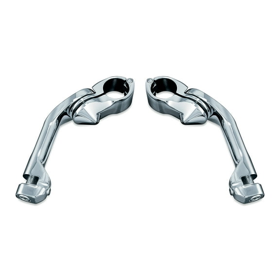 Kuryakyn 4526 Motorcycle Foot Controls: Tour-Tech Long Arm Cruise Mounts for 1-1/4" Engine Guards/Tubing, Chrome, 1 Pair