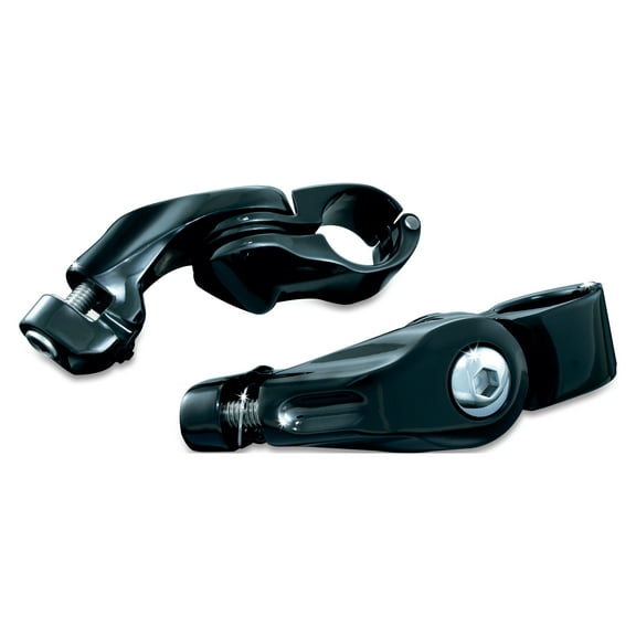 Kuryakyn 7574 Motorcycle Foot Controls: Tour-Tech Short Arm Cruise Mounts for 1-1/4" Engine Guards/Tubing, Gloss Black, 1 Pair