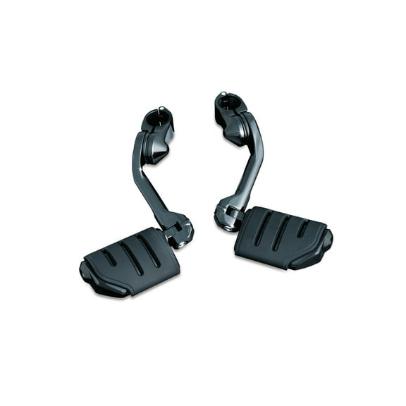 Kuryakyn 7584 Motorcycle Foot Controls: Tour-Tech Long Arm Cruise Mounts with Trident Dually ISO Pegs for 1-1/4" Engine Guards/Tubing, Gloss Black, 1 Pair
