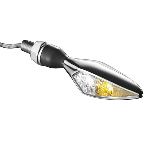 Kuryakyn By Kellermann Micro Rhombus Marker Lights White/Amber Street Motorcycle Accessories - Chrome / One Size