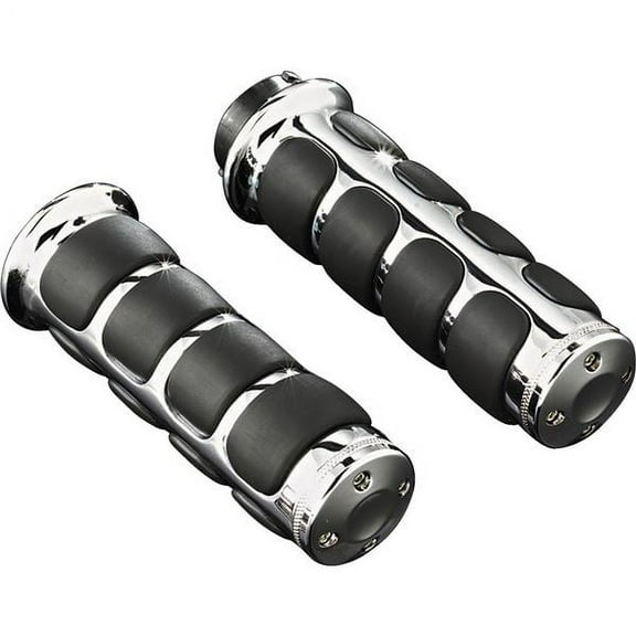 Kuryakyn Premium Iso Handlebar Grips For Throttle And Clutch: Universal Fit For Motorcycles With 7/8" Diameter Bars, Chrome, 1 Pair 6241