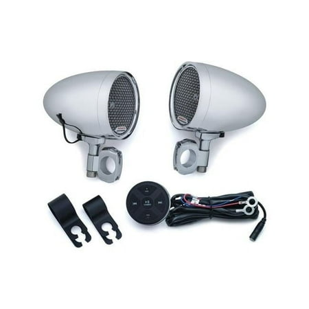 Kuryakyn 2712 MTX Road Thunder Weather Resistant Motorcycle Speakers: 100 Watt Handlebar Mounted Audio Speaker Pods with Bluetooth Audio Controller, Chrome