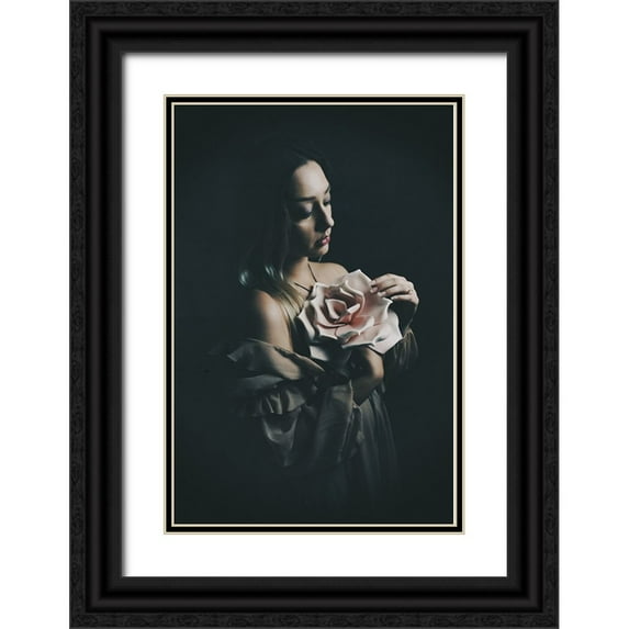 Kurz, Christian 11x14 Black Ornate Wood Framed with Double Matting Museum Art Print Titled - Flowers