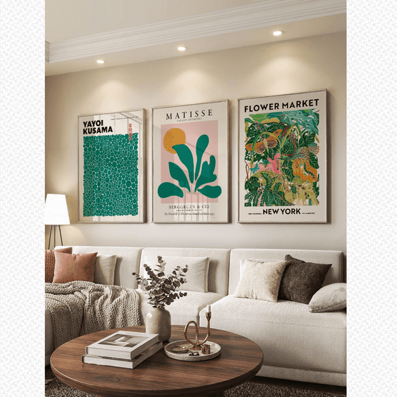 Kusama Matisse Flower Market Gallery Poster Set Set 3 , Stretched Canvas