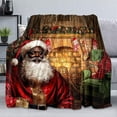 thumbnail image 1 of Kuscheln Black Santa Claus Throw Blanket, Afro African American, Winter Xmas Holiday Christmas, Cozy Warm Lightweight Soft Flannel Fleece for Couch, Sofa, 1 of 6