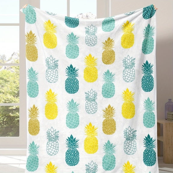 Kuscheln Fruit Throw Blanket, Cute Strawberry Watermelon Pineapple Fleece Blanket, Cozy Soft Blanket for Sofa Couch Bed Travel, Tropical Fruit Blanket for Kids Adults, Fun Summer Blanket Holiday Gift