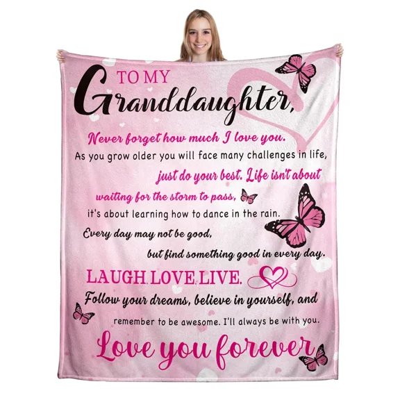 Kuscheln Granddaughter Blanket Gifts from Grandma, Back to School Essentials for Teen Girls, Granddaughter Throw Blanket,16th 18th Birthday Gifts for Girls, 50"x 60"
