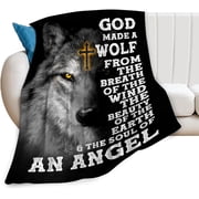 Kuscheln Wolf Blanket for Girls Boys Motivational Quotes Throw Blankets Wildlife Wolf Fleece Cozy Throws Warm Soft Fuzzy Stuffed Animal Plush Decor for Sofa Bed Gifts