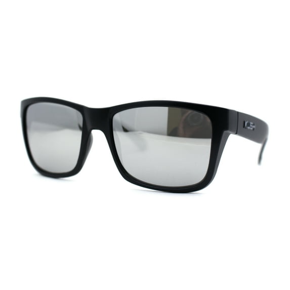 Kush Color Mirror Classic Sport Horn Rim Rectangle Matte Black Sunglasses Grey Logo Silver Mirror