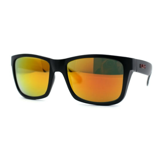 Kush Color Mirror Classic Sport Horn Rim Rectangle Matte Black Sunglasses Red Logo Orange Mirror