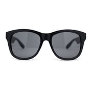 Kush Dark Mens Round Horn Rim Sport Plastic Retro Sunglasses Matte Black - Black