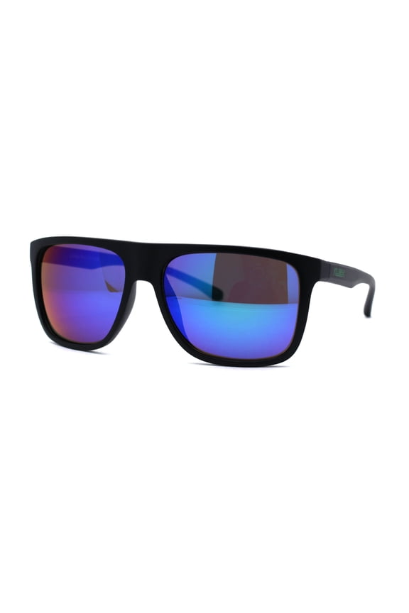 Kush Flat Top Horn Rim Color Mirror Plastic Gangster Sunglasses Matte Black Green Teal Mirror