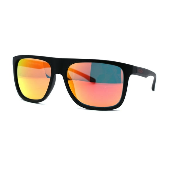 Kush Flat Top Horn Rim Color Mirror Plastic Gangster Sunglasses Matte Black Red Mirror