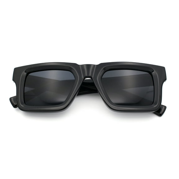 Kush Graffiti Logo Hipster Horn Rim Thick Plastic Mens All Black Sunglasses Gold Logo