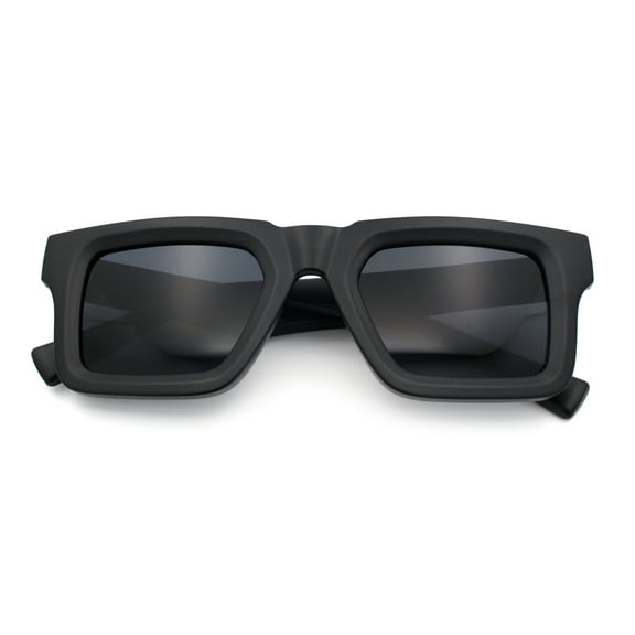 Kush Graffiti Logo Hipster Horn Rim Thick Plastic Mens All Black Sunglasses Matte - Black Logo