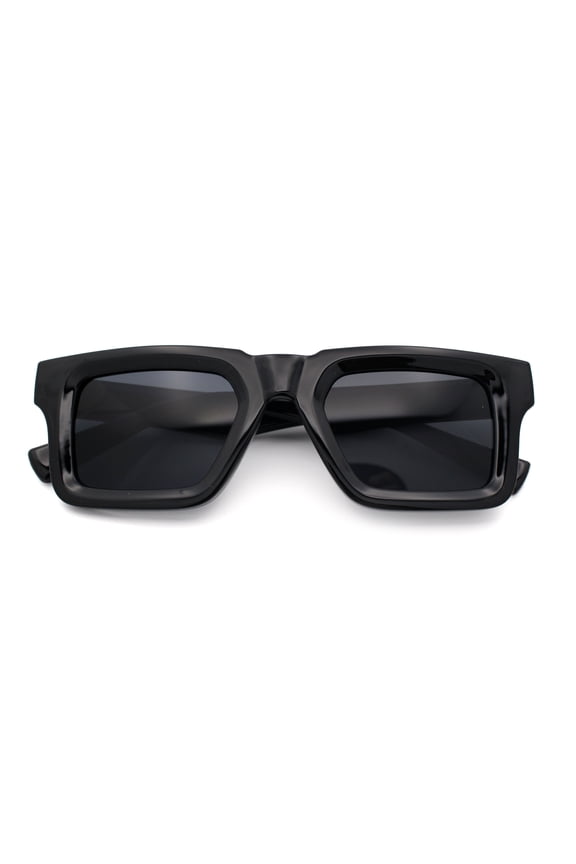 Kush Graffiti Logo Hipster Horn Rim Thick Plastic Mens All Black Sunglasses Silver Logo