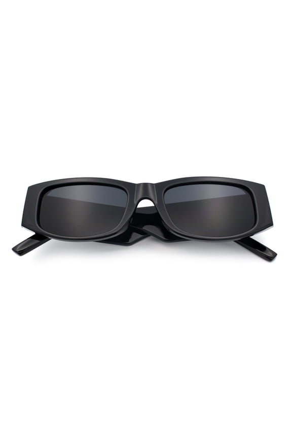 Kush Graffiti Logo Mens Narrow Rectangle Thick Temple Gangster Sunglasses White Logo - Black