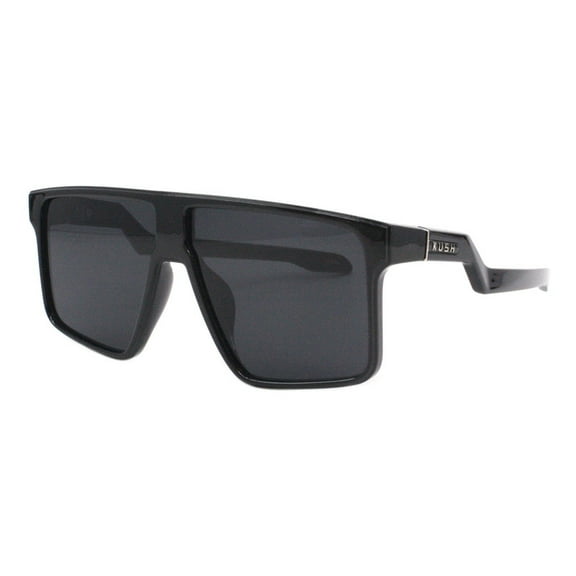 Kush Men's Sunglasses Retro Style Shiny Black Silver Square Zig Zag Temple UV400