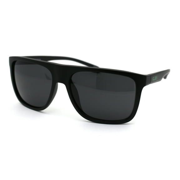 Kush Mens All Black Cholo Gangster Flat Top Plastic Sunglasses Matte Black Green
