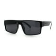 thumbnail image 1 of Kush Mens Bold Angle Flat Top Square Rectangle All Black Plastic Sunglasses Gunmetal Logo, 1 of 6