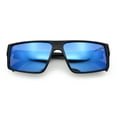 thumbnail image 1 of Kush Mens Bold Angular Line Flat Top Rectangle Plastic Sunglasses Shiny Black - Blue Mirror, 1 of 1