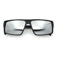 thumbnail image 1 of Kush Mens Bold Angular Line Flat Top Rectangle Plastic Sunglasses Shiny Black - Silver Mirror, 1 of 7