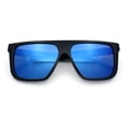 thumbnail image 1 of Kush Mens Color Mirror Flat Top Urban Fashion Horn Rim Sunglasses [Black - Blue Mirror], 1 of 8