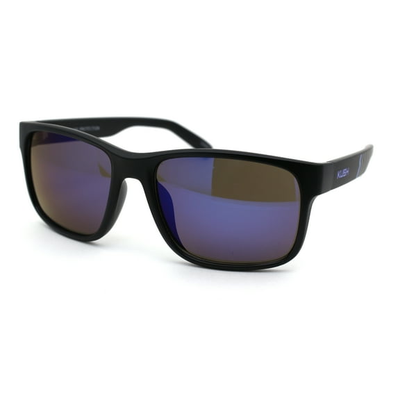 Kush Mens Color Mirror Lens Sport Horn Sunglasses Matte Black Blue Mirror