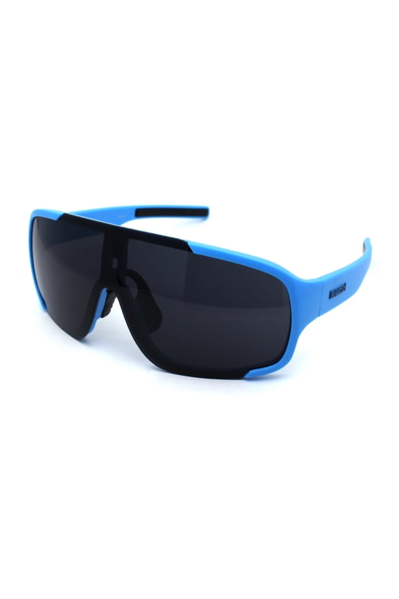 Kush Mens Exposed Lens Racer Shield Plastic Sport Sunglasses Blue