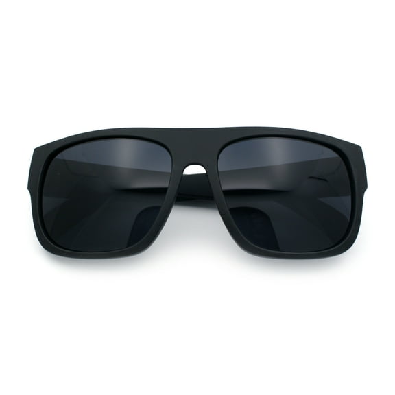 Kush Mens Flat Top Horn Rim Plastic All Black Gangster Shade Sunglasses Matte Black - Black Logo