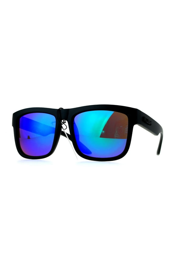 Mens Mirror Lens Gangster Oversize Horn Rim Cholo Sunglasses Teal