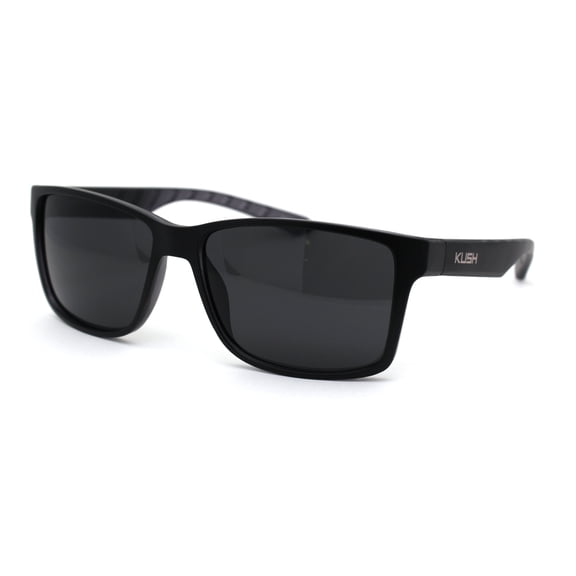 Kush Mens Narrow Rectangular Horn Rim Sunglasses Matte Black Silver