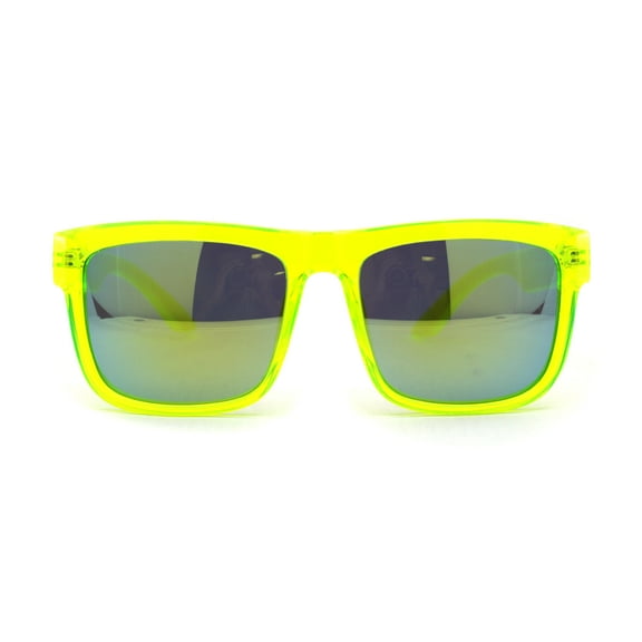 Kush Mens Neon Pop Horn Rim Sport Horned Sunglasses All Yellow