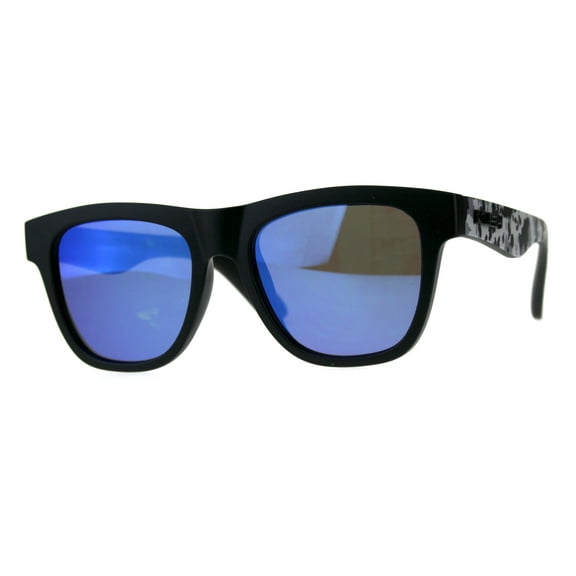 Kush Mens Plastic Horn Rim Hipster Classic Sport Sunglasses Matte Black Blue