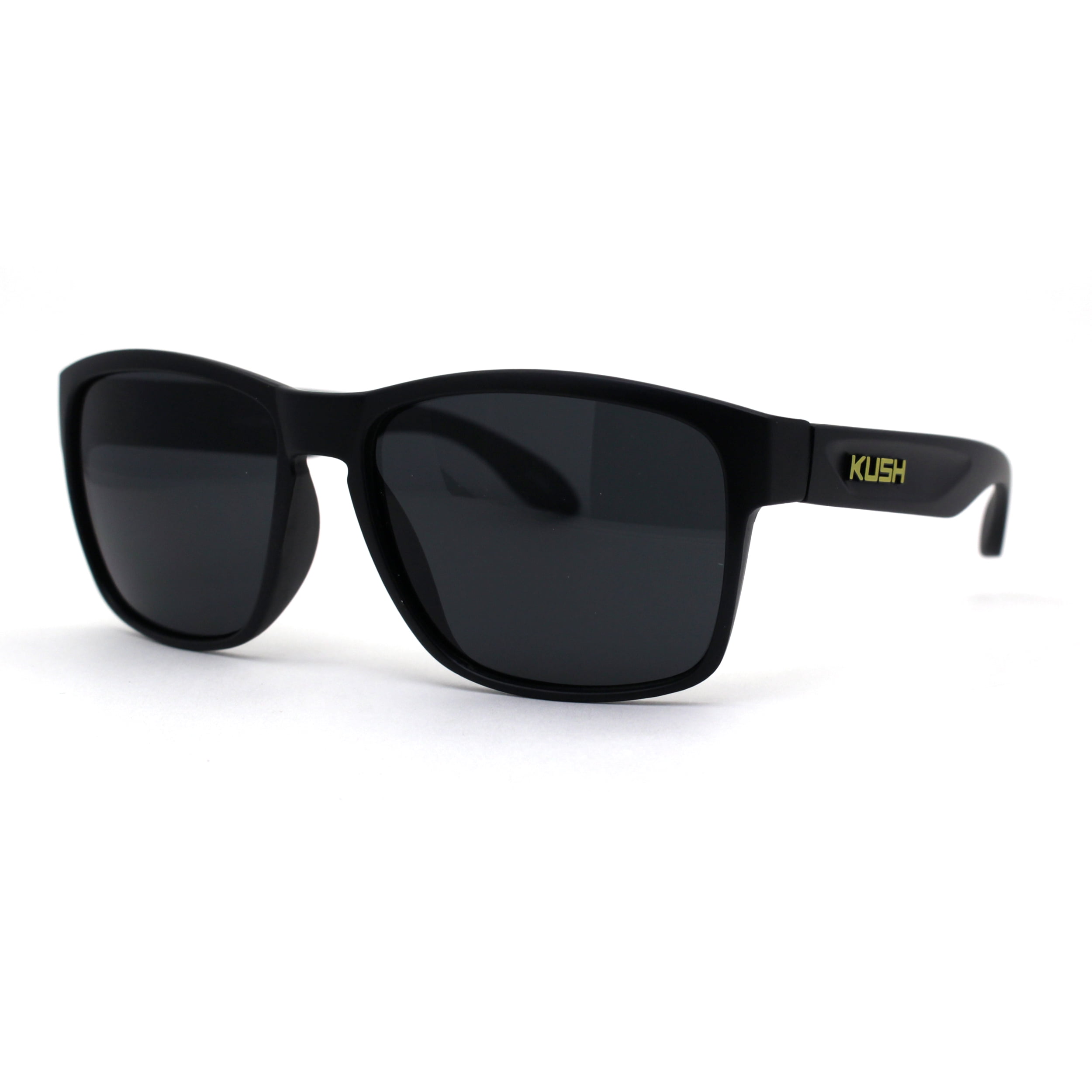 Men's Kush Classic Matte Black Sport Sunglasses - Horn Rim Frame With UV400 Protection