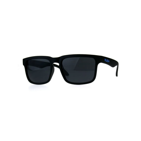 Kush Mens Rectangular Keyhole Sport Plastic Agent Sunglasses Black Blue