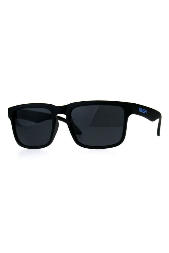 Kush Mens Rectangular Keyhole Sport Plastic Agent Sunglasses Black Blue