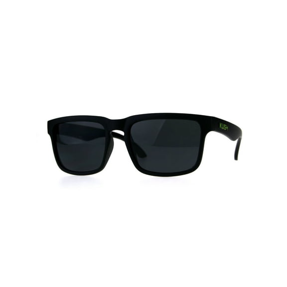 Kush Mens Rectangular Keyhole Sport Plastic Agent Sunglasses Black Green