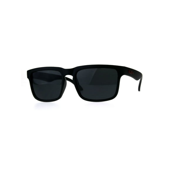 Kush Mens Rectangular Keyhole Sport Plastic Agent Sunglasses Black Red